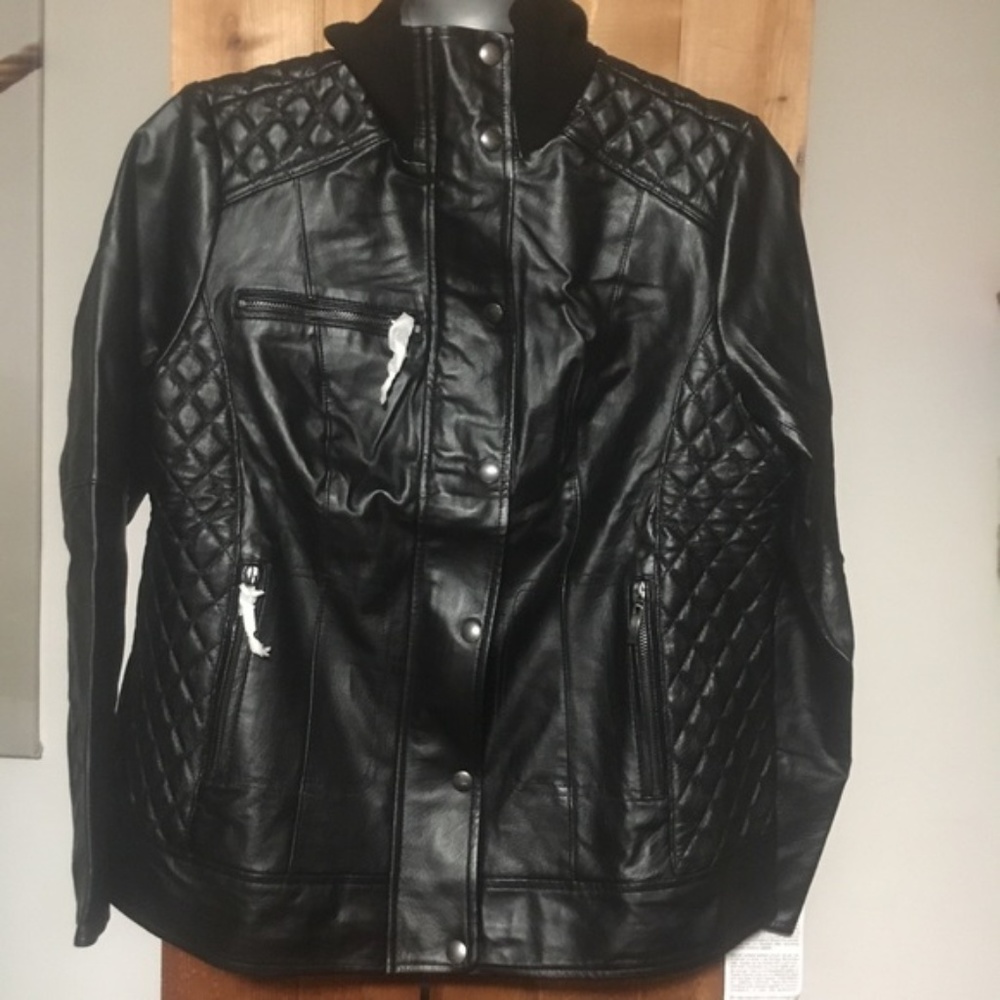 NWT  quilted Moto leather Jacket - Picture 7 of 8